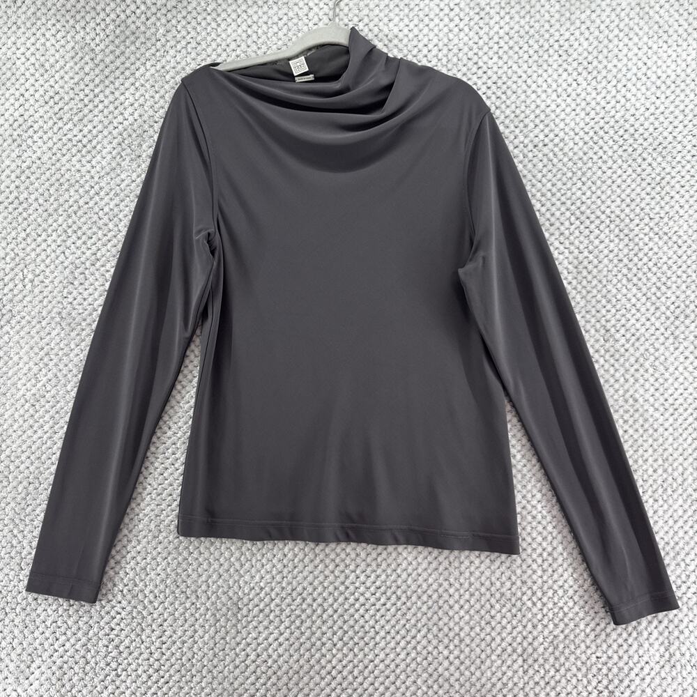 TOTEME Draped Jersey Top Womens L Gray Long Sleeve Fully Lined Capsule Minimal